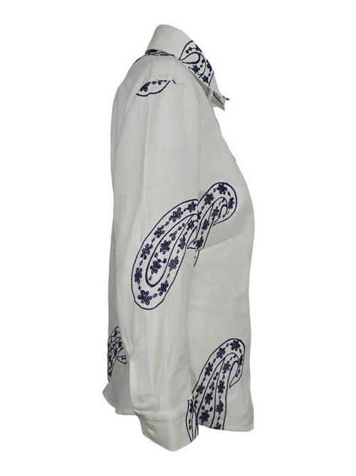 camicia donna con ricami paisley bianco e blu Camicetta Snob | 649-41448424